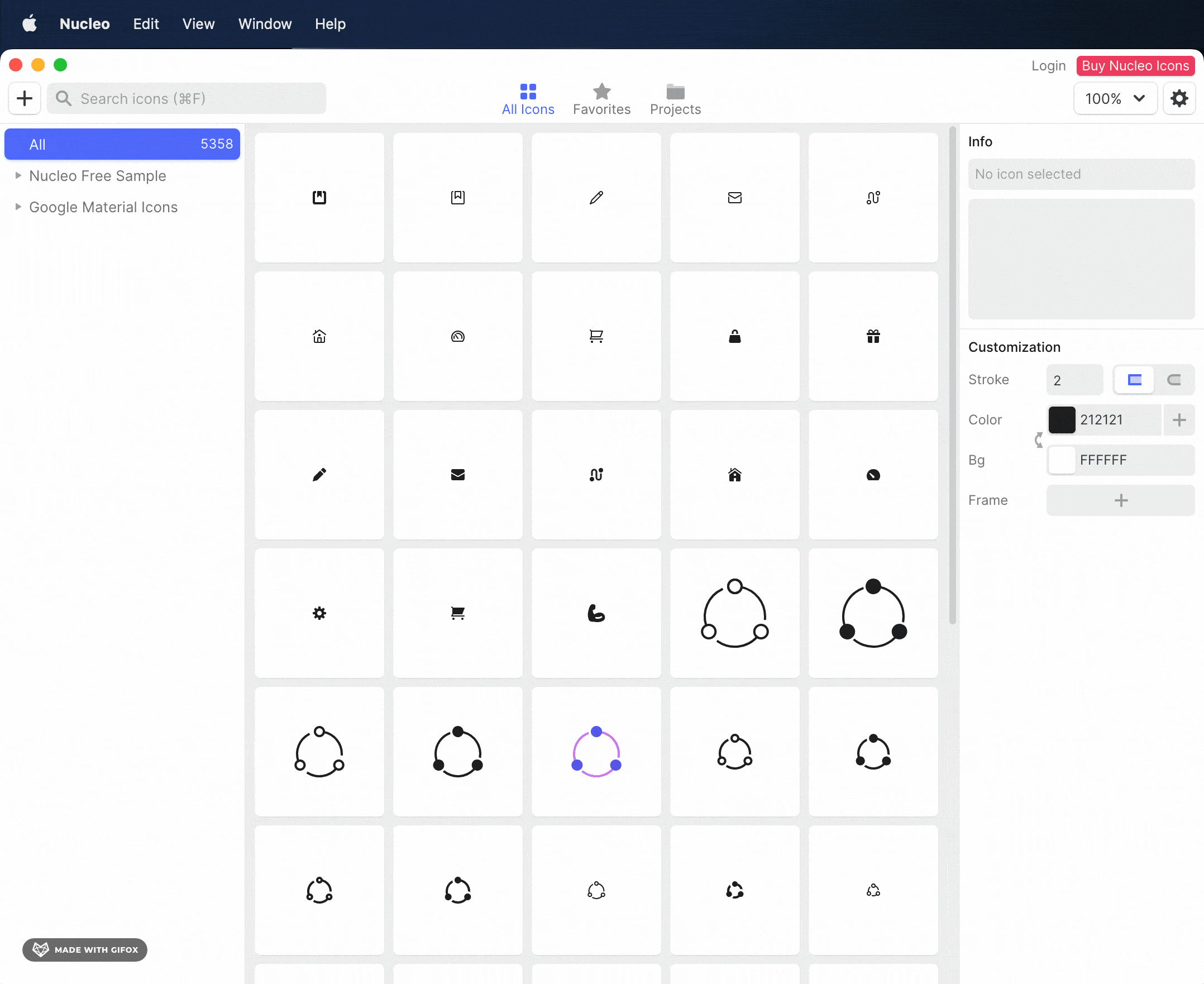 icomoon, nucleo, font set